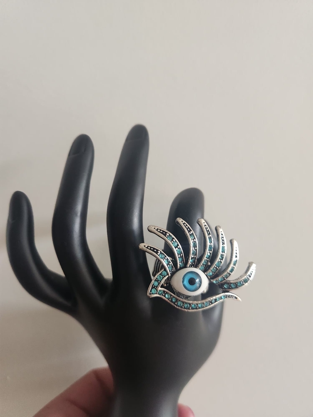 Blue Evil Eye Cocktail Ring - Silver-Tone Women's Jewelry